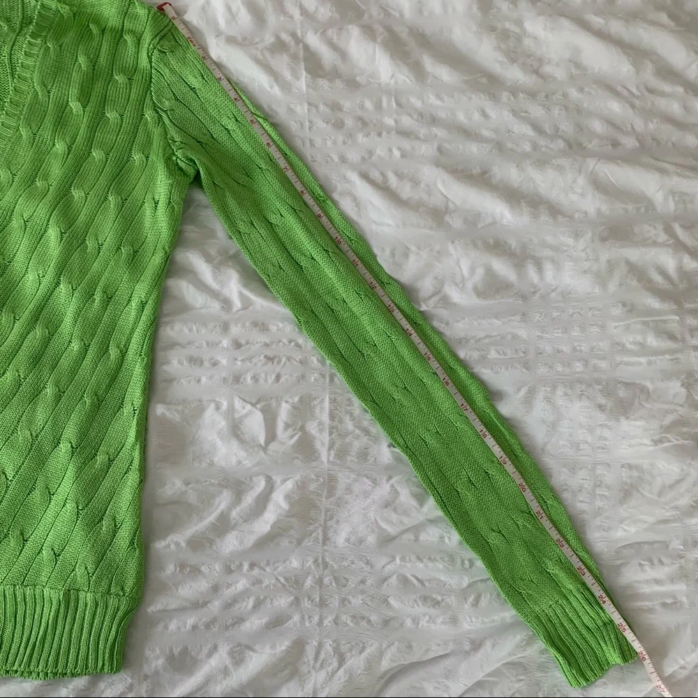 Ralph Lauren 100% Silk Sweater Lime Green - Picture 8 of 9